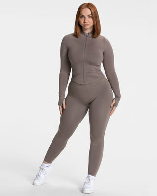 Femme Shaping Zip Jacke „Mokka“