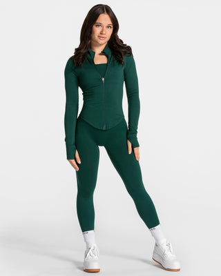Femme Shaping Zip Jacke „Dunkelgrün“